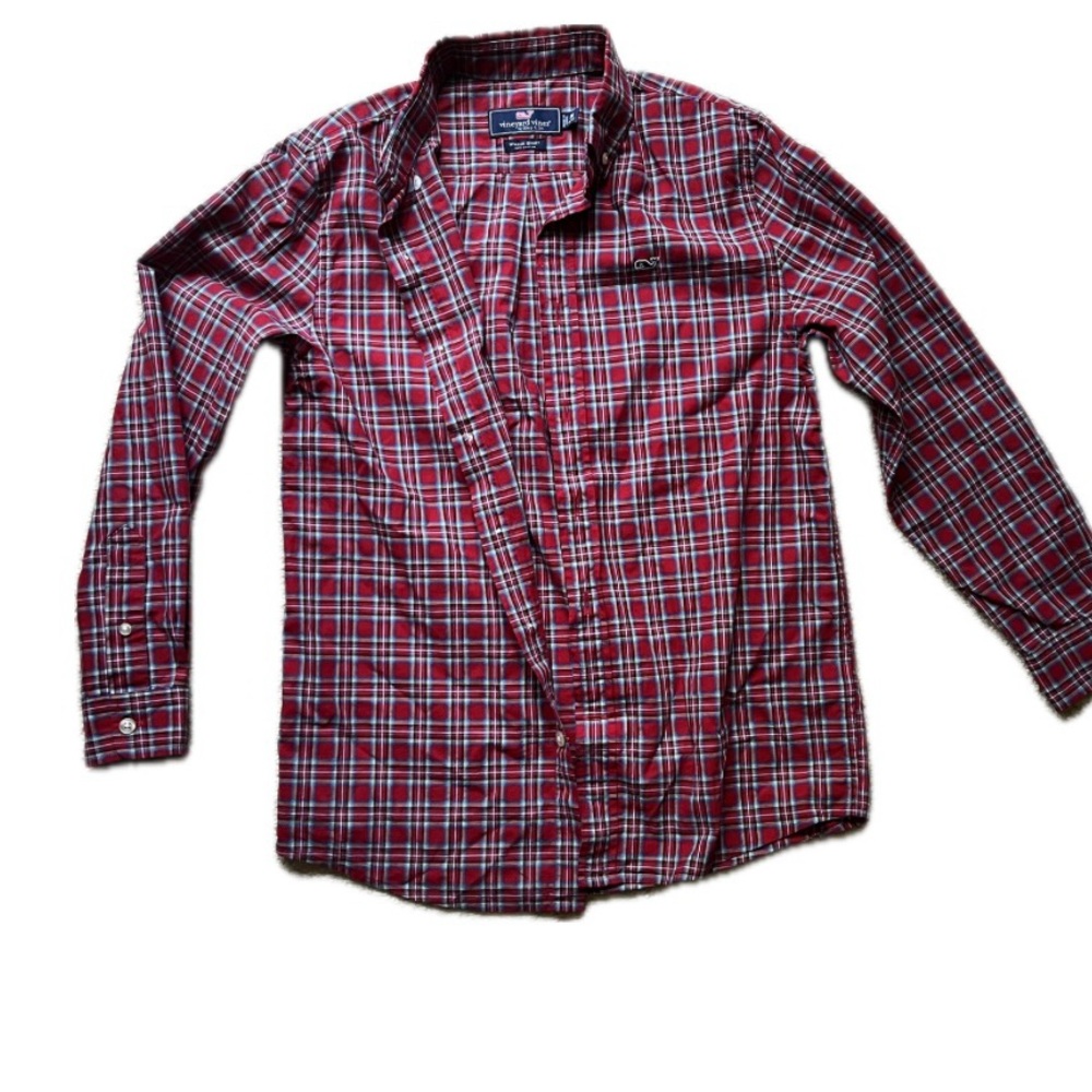 Vineyard Vines Boys size 12 Red Plaid  Shirt
